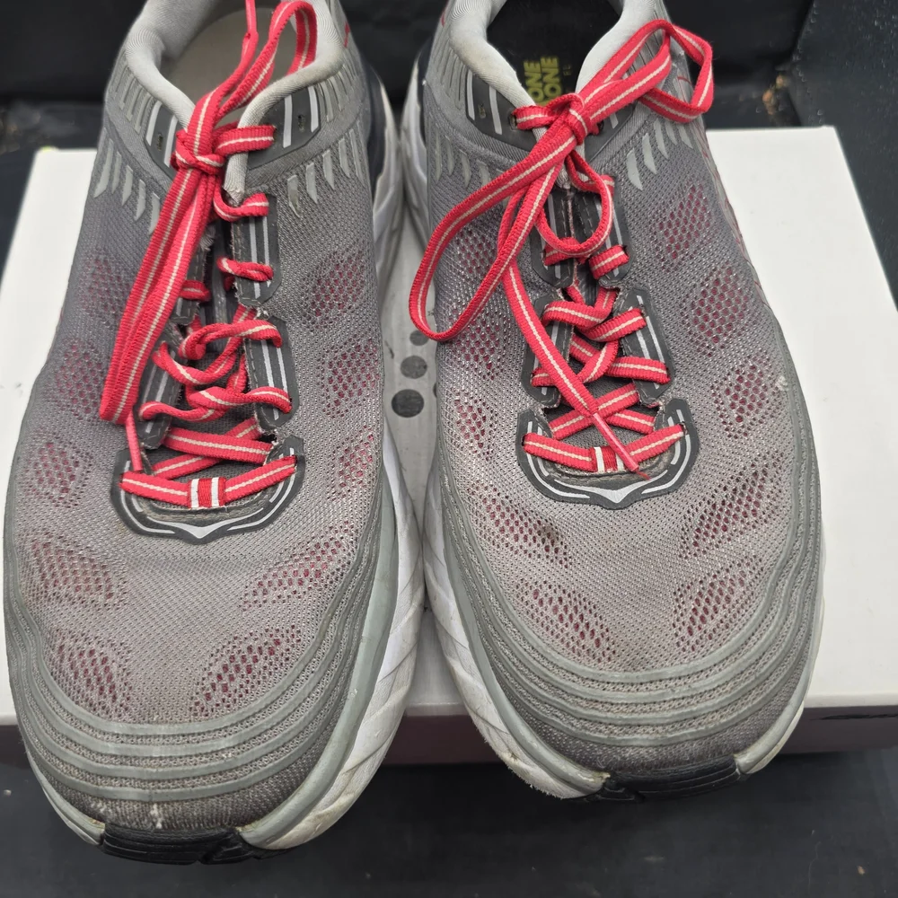 Hoka Gray‎ and Red Bondi 6 Shoes